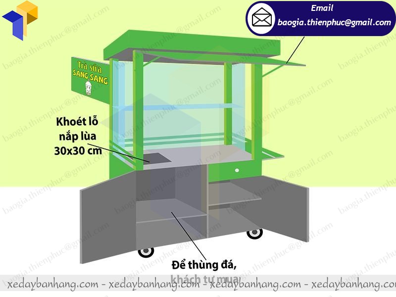thiết kế tủ bán cafe