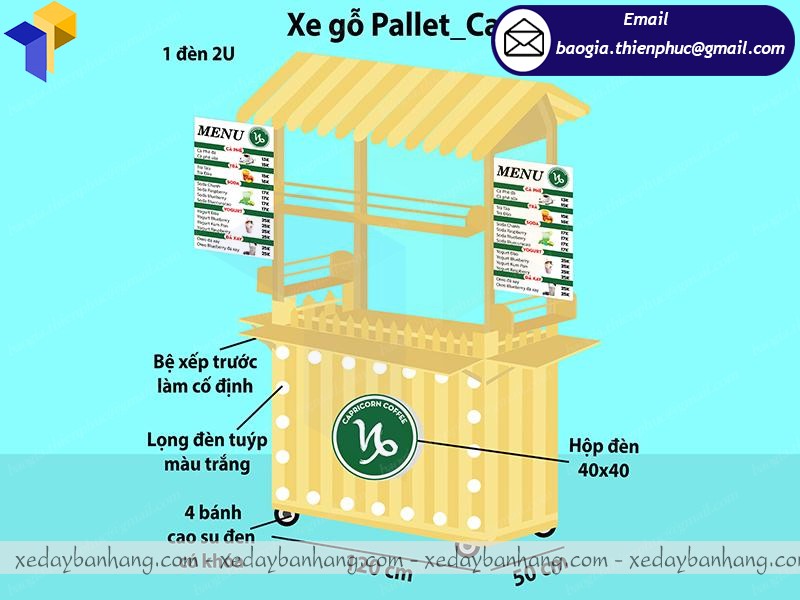 thiết kế xe gỗ bán cà phê