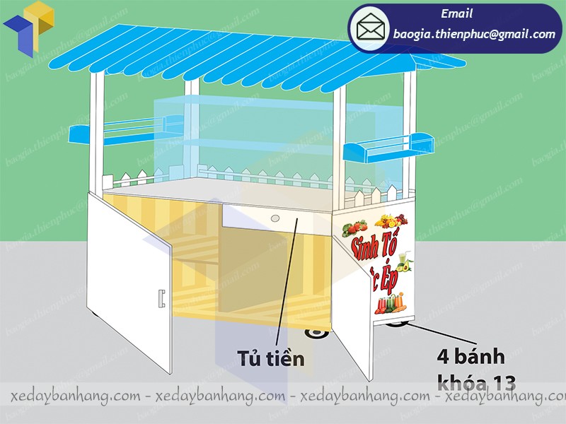 tủ bán sinh tố bằng gỗ