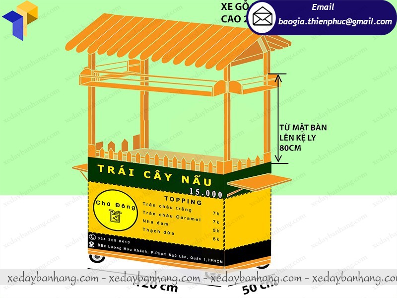 tủ gỗ bán trái cây