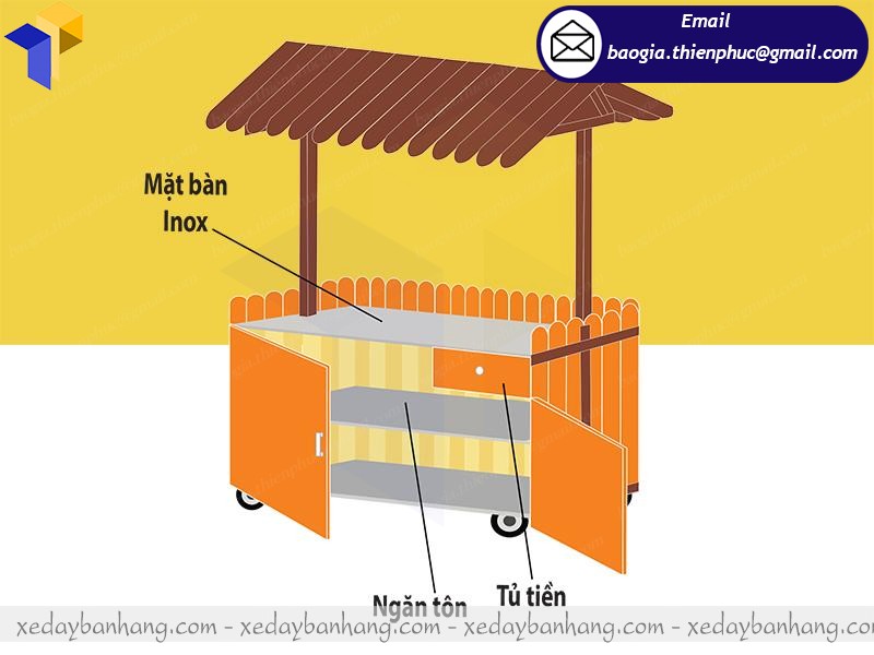 tủ gỗ bán cafe lưu động giá rẻ