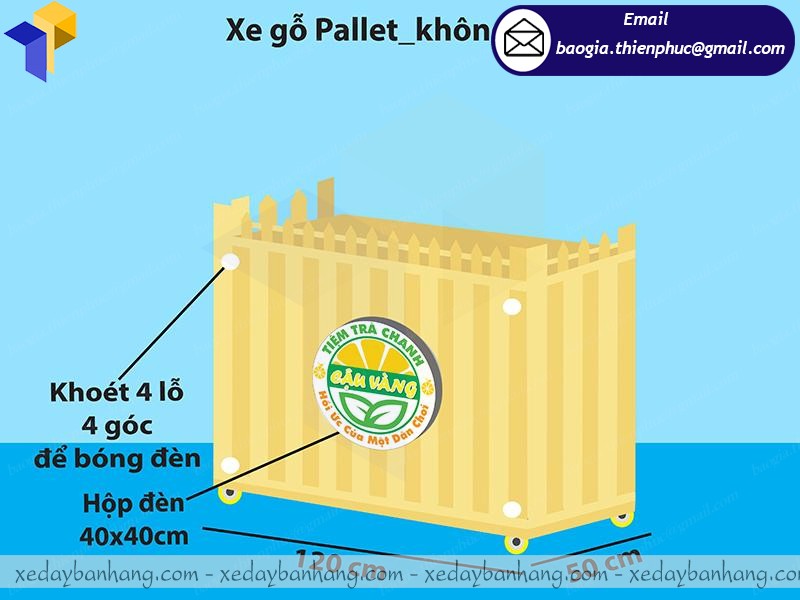 quầy xe gỗ bán cafe