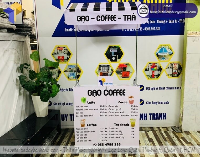 Báo giá mẫu tủ bán cafe dạo xếp gọn đường phố rẻ