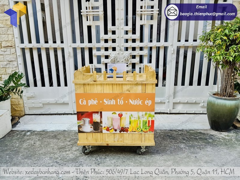 báo giá xe bán sinh tố bằng gỗ thông