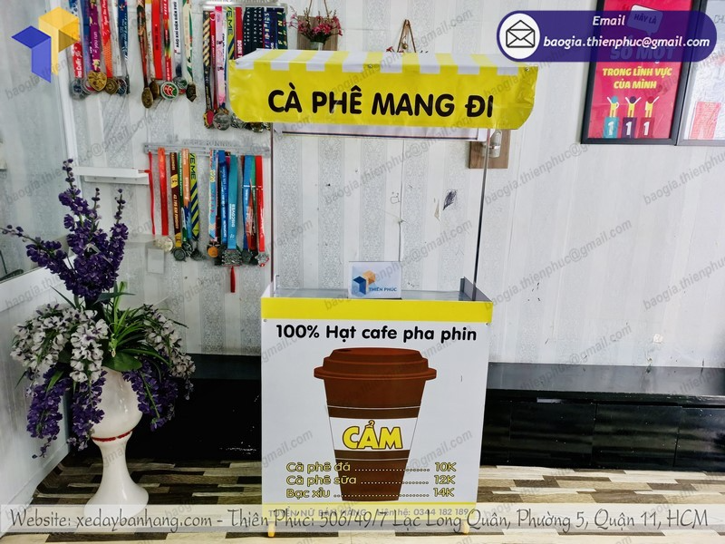 báo giá xe cà phê xếp gọn giá rẻ