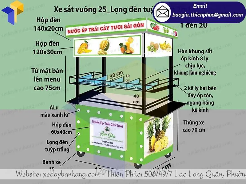 cung cấp xe bán nươc ép sinh tố trái cây