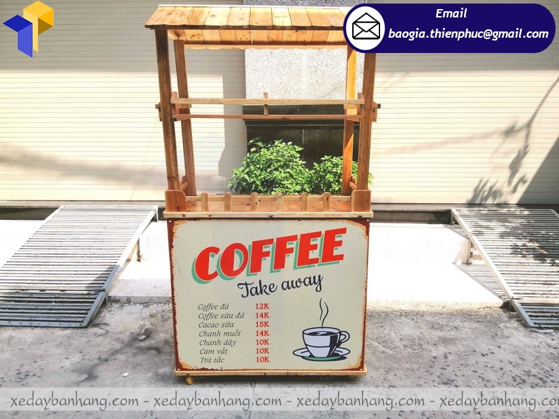 xe gỗ cà phê take away