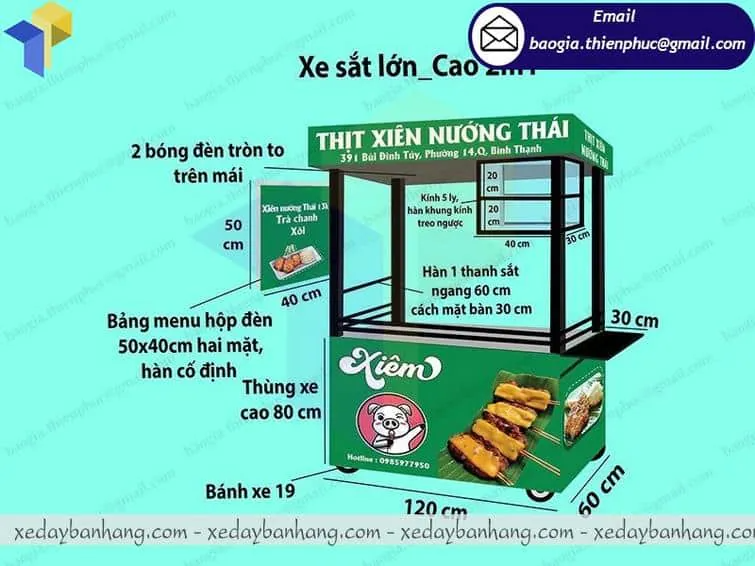 đặt làm tủ bán xiên que di động