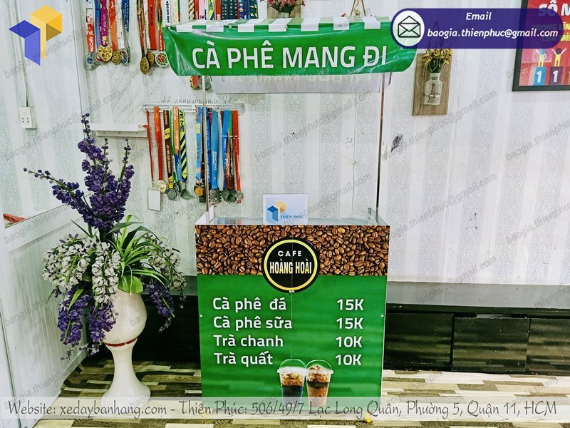 đặt mua quầy cà phê xếp gọn
