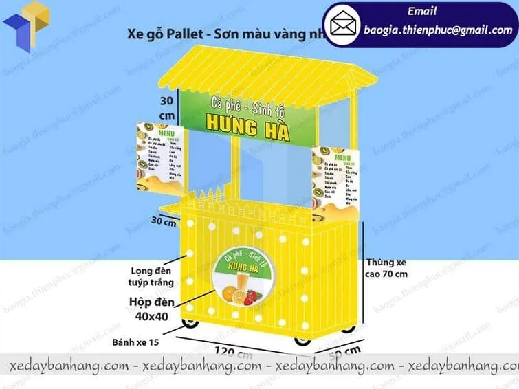 đặt mua xe đẩy bán nước ép hoa quả