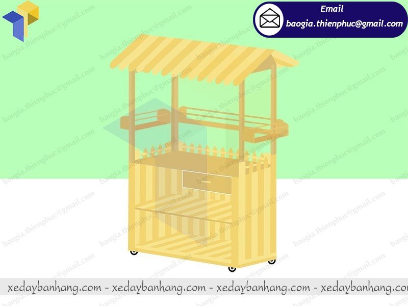 đóng tủ gỗ bán nước cam lưu động theo yêu cầu