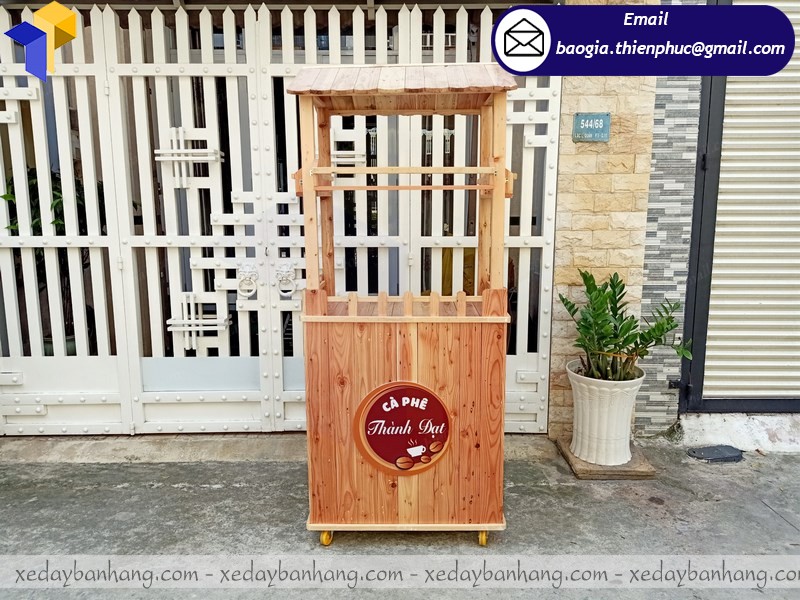 xe gỗ bán cà phê di động