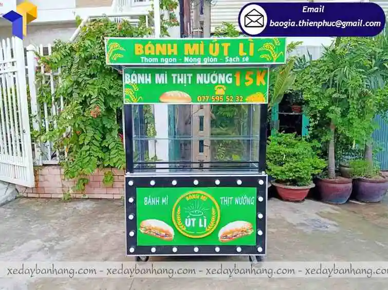 gia công xe bán bánh mì thịt nướng