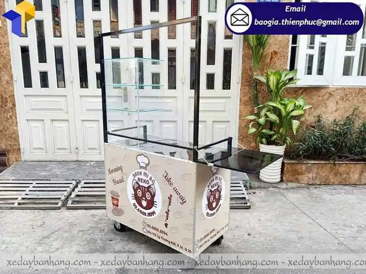 gia công xe đẩy bán bánh mì chả cá