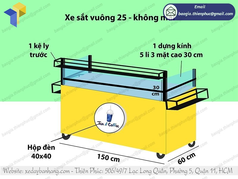 gia công xe inox bán cà phê di động