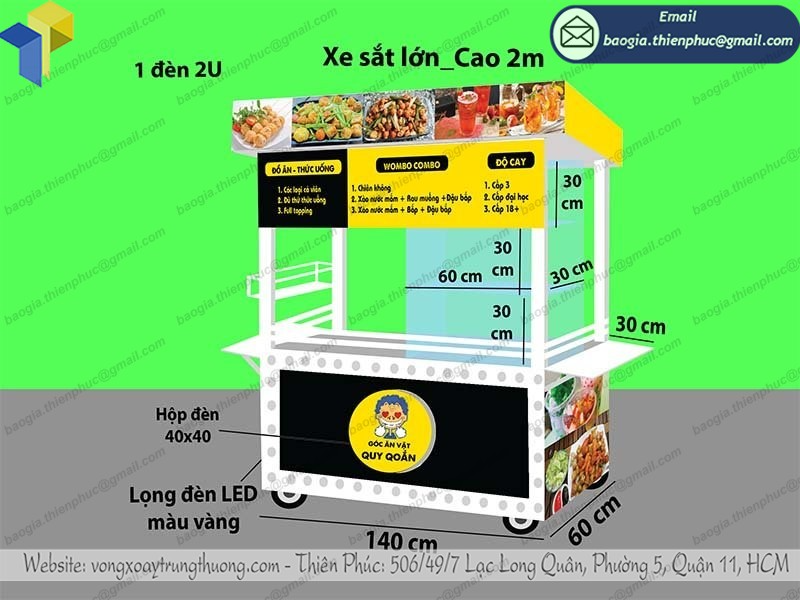 giá quầy sắt bán xiên que