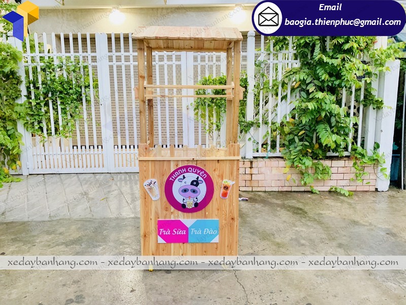 hình ảnh tủ gỗ bán trà sữa