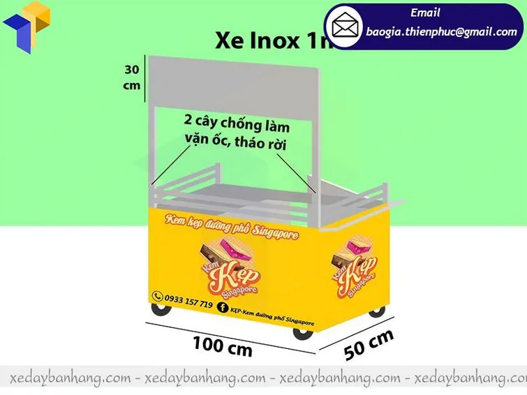 hình xe bán kem kẹp di động