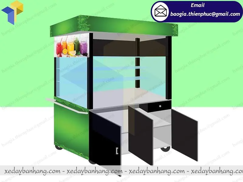 mẫu tủ kiếng bán sinh tố trà sữa