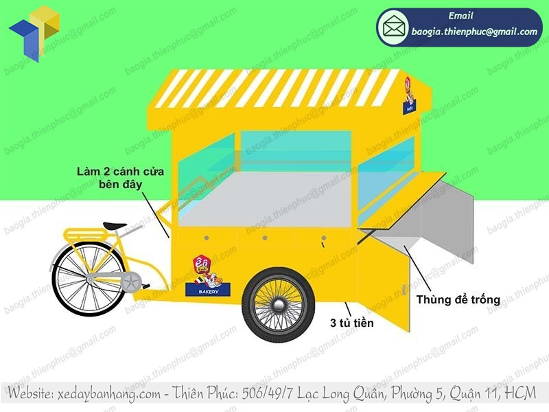 mô hình xe đạp bán bánh mì take away