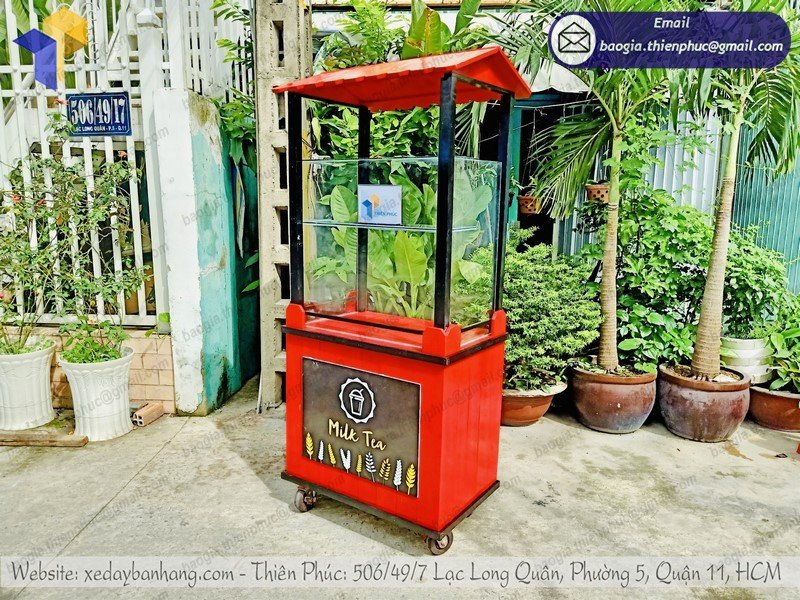 quầy bán trà sữa gỗ thông đẹp