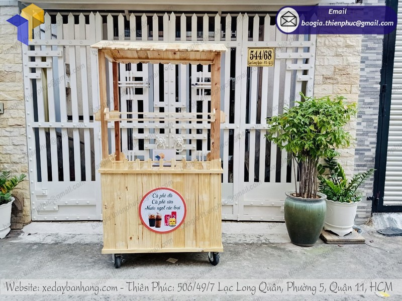 quầy cafe bằng gỗ lưu động