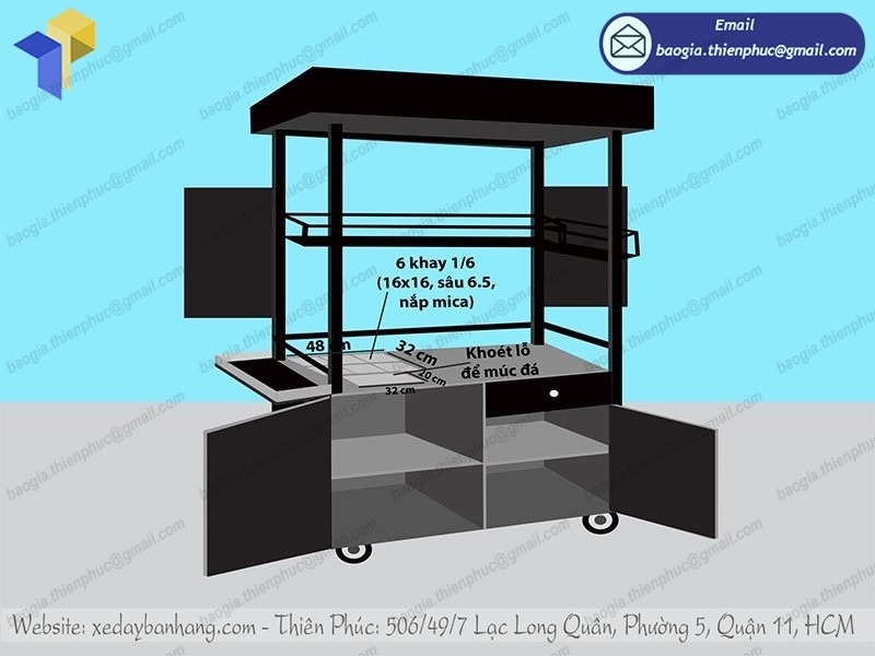 quầy inox bán trà sữa chất lượng