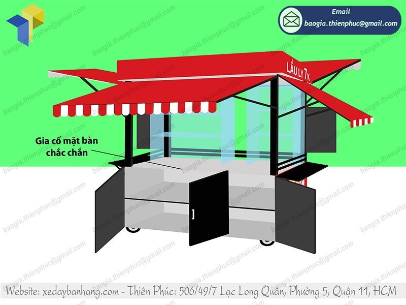 quầy sắt lớn bán đồ ăn di động