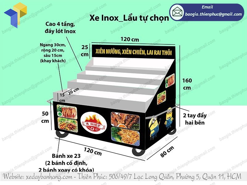 sản xuất tủ sắt bán xiên nướng