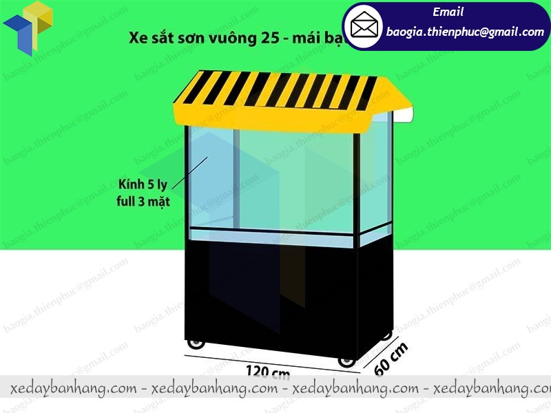 thiết kế tủ đẩy bán cá viên chiên