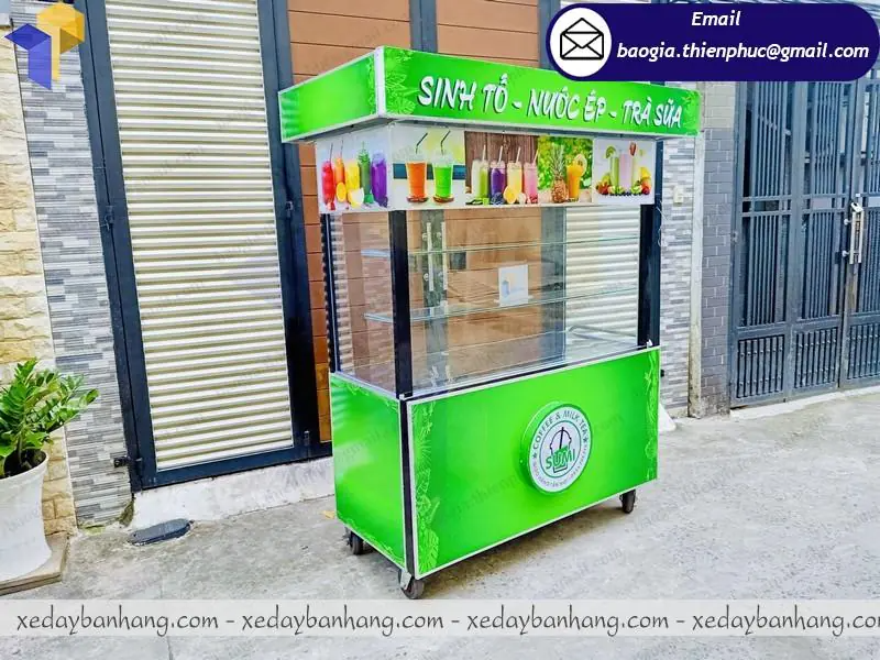 thiết kế tủ kiếng bán sinh tố trà sữa
