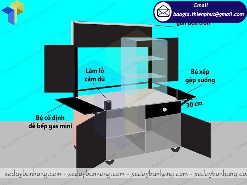thiết kế xe bán đồ ăn vặt theo yêu cầu