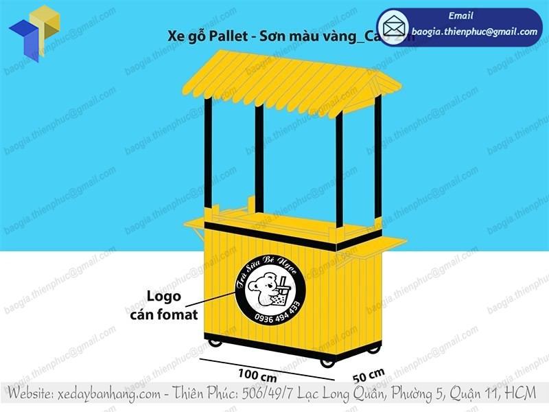 thiết kế xe bán trà sữa take away
