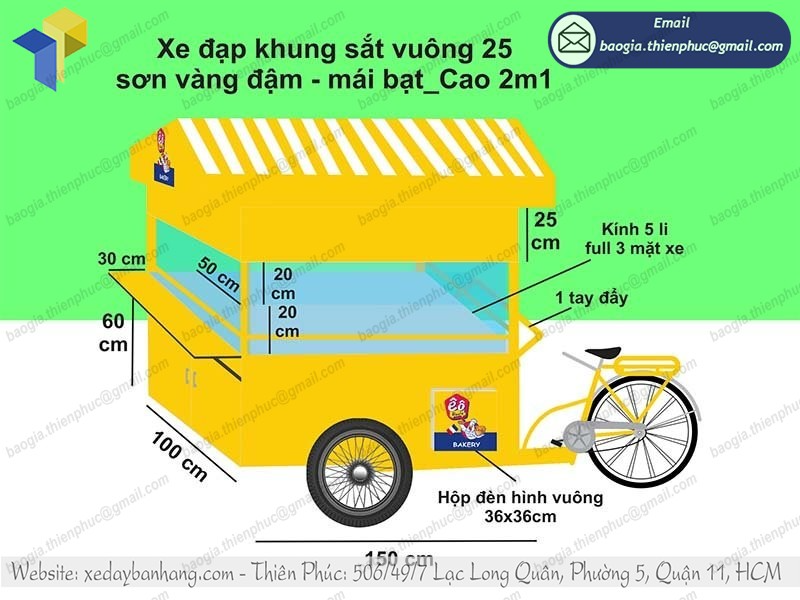 thiết kế xe đạp bán bánh mì take away