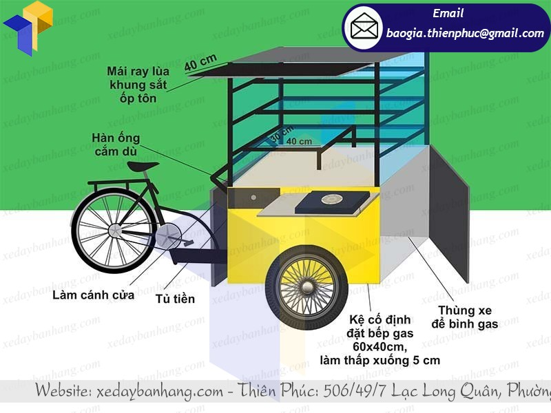 thiết kế xe đạp bán cá viên chiên lưu động