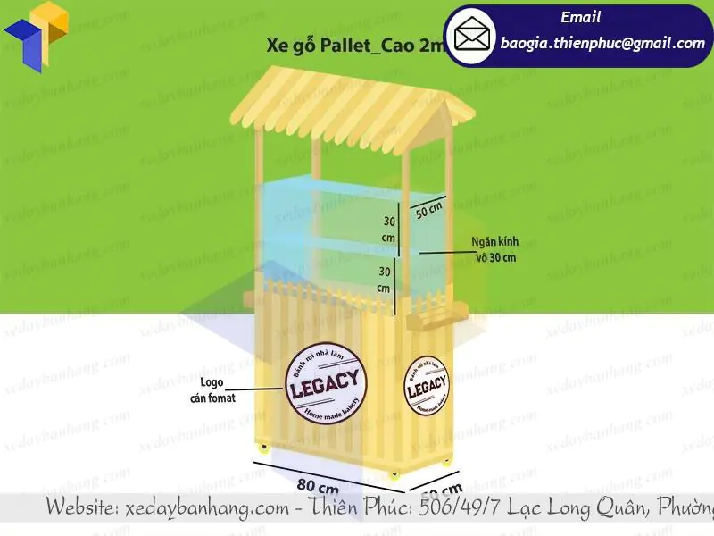 thiết kế xe gỗ bán bánh mì ngọt