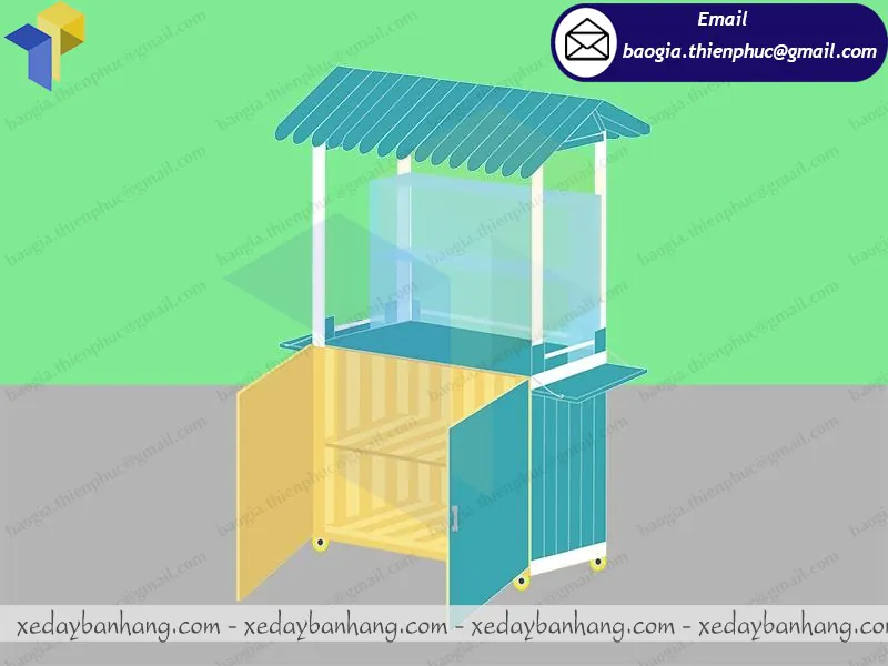 tủ bán bánh mì chay lưu động có mái
