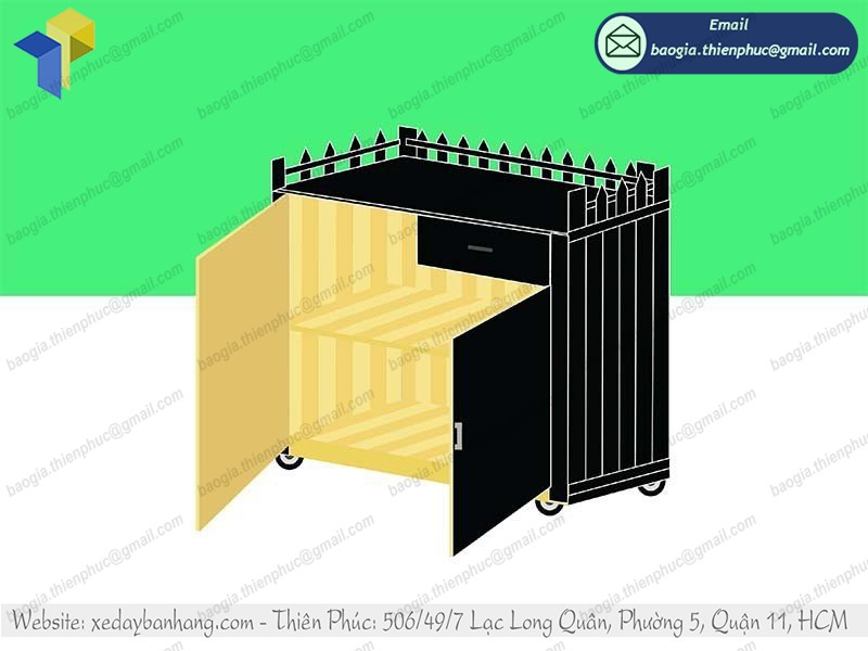 tủ bán trà sữa bằng gỗ thông di động