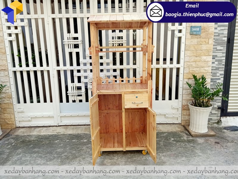 thiết kế xe gỗ bán cà phê di động theo yêu cầu