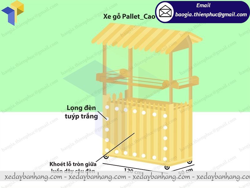 tủ gỗ bán nước cam lưu động giá rẻ