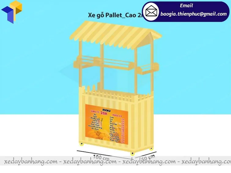 tủ gỗ thông sinh tố nước ép di động