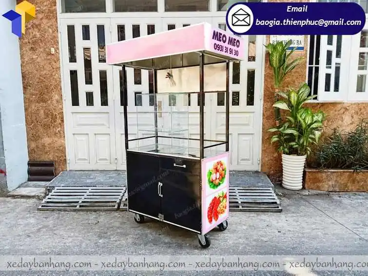 tủ sắt bán cá viên chiên di động đẹp