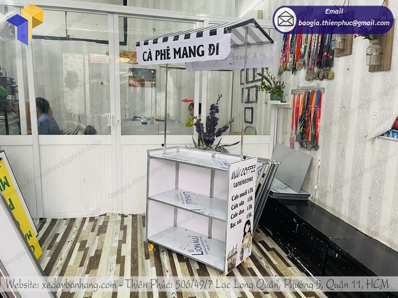xe bán cà phê gấp gọn