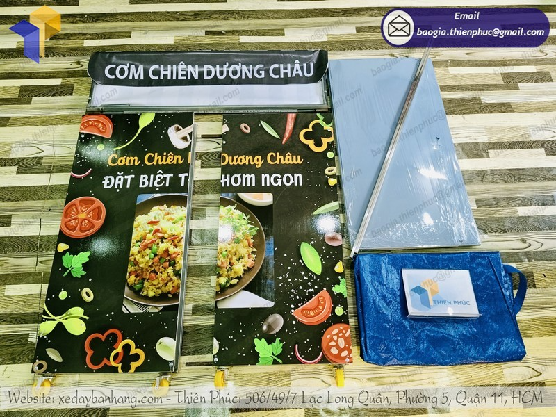 xe bán cơm chiên gấp gọn đẹp