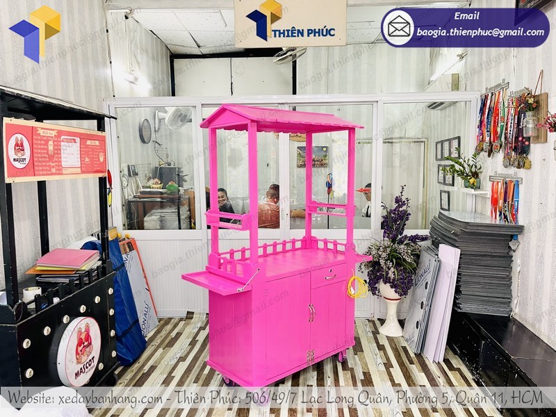 xe bán trà sữa bằng gỗ đẹp