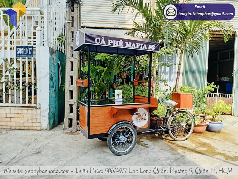 xe đạp bán cà phê lưu động đẹp
