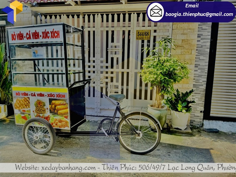 xe đạp bán cá viên chiên lưu động đẹp