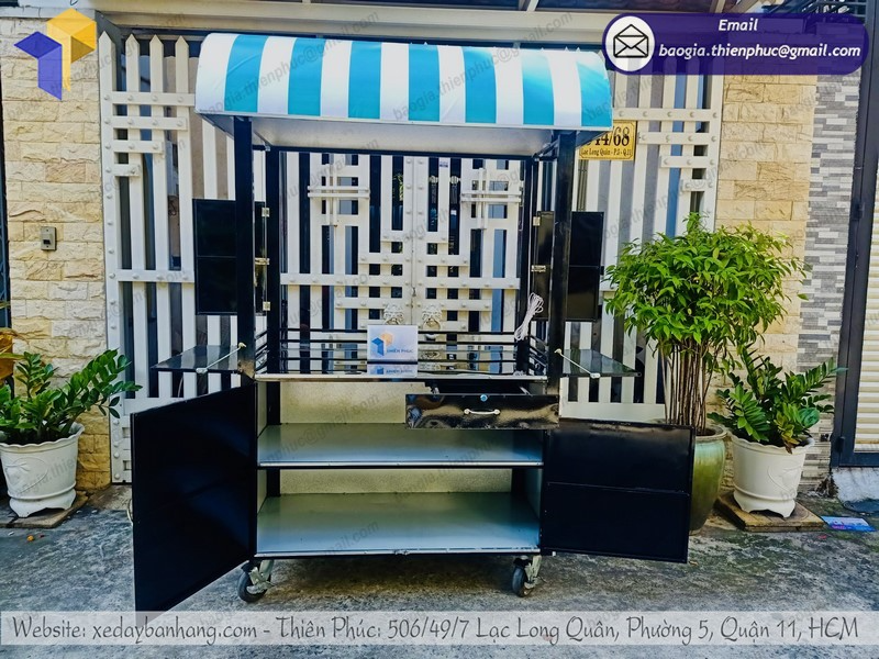 xe đẩy bán cafe bằng sắt