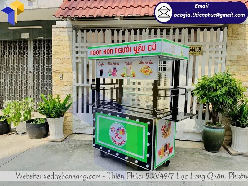 xe đẩy bán sinh tố trái cây decal đẹp