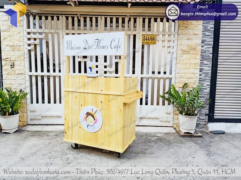 xe đẩy gỗ bán cà phê uy tín